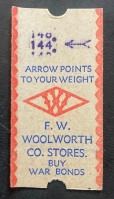WWII Era WOOLWORTH Store Fortune Telling Scale Weight Ticket - Image 1 of 2
