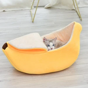 Katzen- Hundebett in Bananenform, weiches Plüsch-Katzenbett, waschbar - Bild 1 von 5