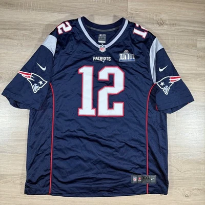 NFL Nike Tom Brady #12 Patriots Super Bowl LIII On Field Jersey Mens 2XL Blue - Image 1 of 4