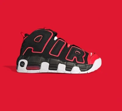 Nike Air More Uptempo '96 GS Red Toe Size 6Y/7.5 Women's Black/Red Pippen Bred - Image 1 of 4