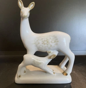 VINTAGE Soviet Porcelain Figurine Deer & Baby Sculpture Animal, Polonsky 1960s - Picture 1 of 10