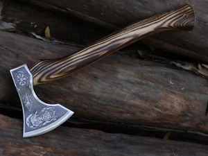 Hand Forged Carbon Steel Blade Viking Axe Tomahawk Axe BL-2895 W/Leather Sheath - Picture 1 of 22