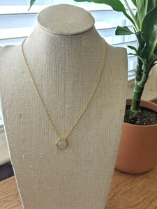 $65 NWT Lucky Brand Gold Plated Set Stone Pendant Necklace - White (06520) - Picture 1 of 3