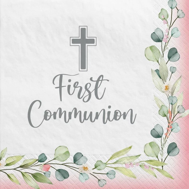 My First Communion Girl Beverage Napkins 40 Per Pack 5" x 5" Tableware Supplies - Image 1 of 1