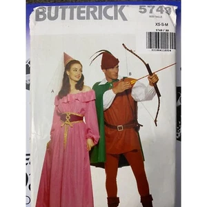  Robin Hood & Maid Marian Costume Butterick 5749 Pattern XS-S-M UNCUT Halloween - Picture 1 of 2