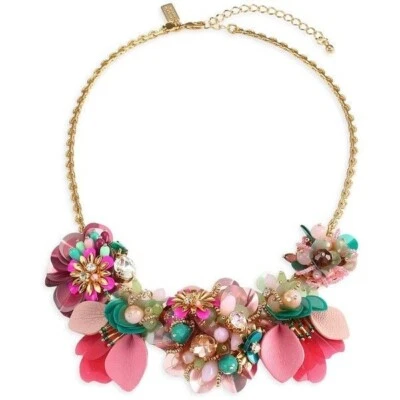NWOT KATE SPADE Vibrant Life Floral Bejeweled Leather Collar Statement Necklace - Image 1 of 4