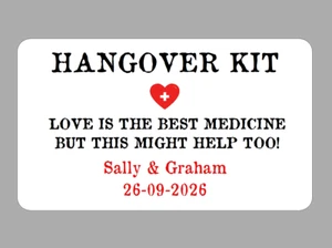 Love Is The Best Medicine Hangover Kit Labels Wedding Favour Gift Bag Stickers - Picture 1 of 1