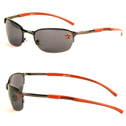 HOUSTON ASTROS SUNGLASSES METAL FRAME STYLE UV PROTECTION AND W/FREE POUCH/BAG Cover