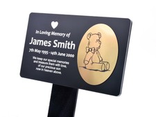 Grande Personalizzato Memorial Placca Palo - Orsacchiotto ( Oro/Argento/Rame )