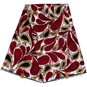 Material de costura Ankara suave 100 % algodón estampado de tela africana rojo negro - Imagen 1 de 10