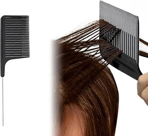 Hair Highlight Comb, Professional Hair Stylist Comb with Stainless Steel Rat Ta - Picture 1 of 9