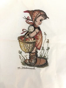 Hummel Cross Stitch Girl Basket 8.5 inches by 5 - Picture 1 of 3