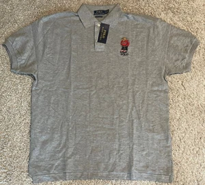 Polo Ralph Lauren Men’s Grey Bear Custom Slim Fit Short Sleeve Polo Shirt - Picture 1 of 4