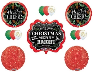 Christmas Merry & Bright Party Balloons Decorations Holiday Cheer Evergreen - Picture 1 of 1