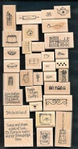 LOVE BAKES SET KITCHEN BAKER LOT Chef Cook Stampin' Up! 32 WOOD RUBBER STAMPS - Picture 1 of 12