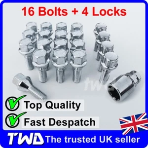 20x ALLOY WHEEL BOLTS & LOCKS FOR RENAULT MASTER (1998+) 19MM LUG NUTS [Z4b] - Picture 1 of 8