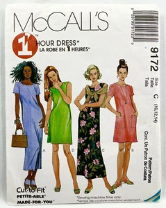 1998 McCalls Schnittmuster 9172 Damen Kleid 2 Längen Größe 10-14 Vintage 10773 - Bild 1 von 2
