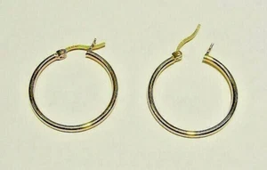 Brand New 14K Solid Gold 1" Hoop Earrings - Picture 1 of 2