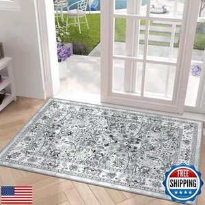 LOKHOM Washable Area Rug, 2x3 Non-Slip Hallway Rug Vintage Soft Small Kitchen - Picture 1 of 5