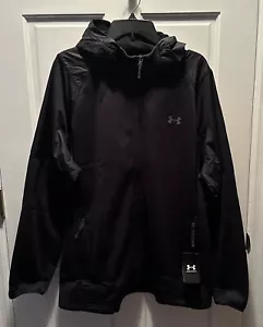 New! Mens Under Armour UA Essential Swacket FullZip Hooded Jacket Black Size 2XL - Picture 1 of 7