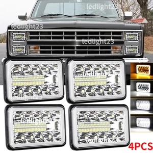 4PCS 4x6" DRL LED Headlights Hi/Lo beam Fit Chevy C10 Pickup Truck 1980-1986 C20 - Picture 1 of 13