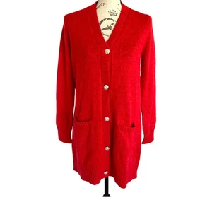 Lilly Pulitzer Leonette sweater cardigan size S Red jewel button christmas - Picture 1 of 13