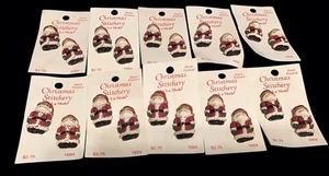 Vintage Weihnachtshefterei von La Mode handbemalt 10 Karten Weihnachtsmann Knöpfe - Bild 1 von 3