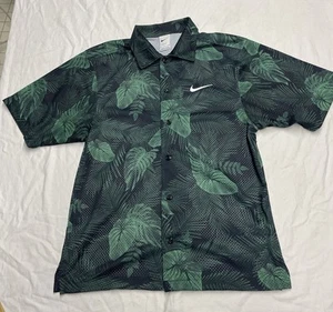 nike Dri Fit  Shirt Floral Design Men’s Size M Mesh button down Short Sleeves - Picture 1 of 11