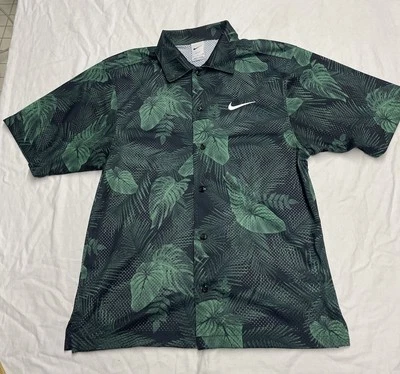 nike Dri Fit  Shirt Floral Design Men’s Size M Mesh button down Short Sleeves - Image 1 of 4