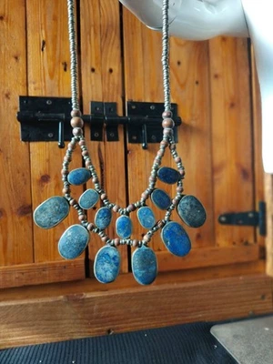 Collier ancien afghan en lapis-lazuli,Longueur:45cm - Photo 1/4