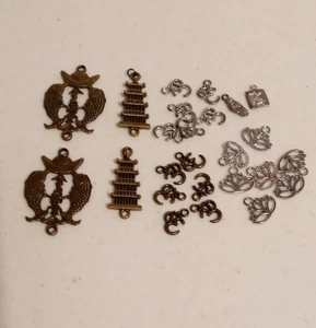 Lot Of Assorted Jewelry Making Supplies Asian Boho Charms - Picture 1 of 4