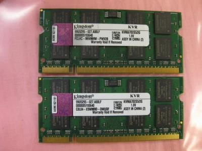 4GB Total  2GB x 2 Kingston SODIMM 256M x 64-Bit DDR2-667 5300 KVR667D2S5/2G - Image 1 of 4