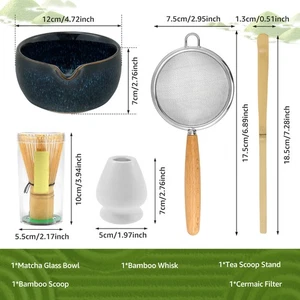 Matcha Scoop Whisk Holder Kit Ceramic Japanese Matcha Bowl Whisk Set for stWlY - Picture 1 of 11