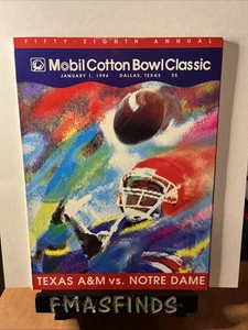 X2 1994 NOTRE DAME vs TEXAS A&M Jan 1 BAUMWOLLSCHALE Programm - Bild 1 von 2