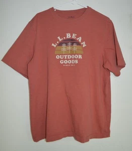 LL Bean Mens Medium Slightly Fitted Graphic TShirt Outdoor Rust - Picture 1 of 6