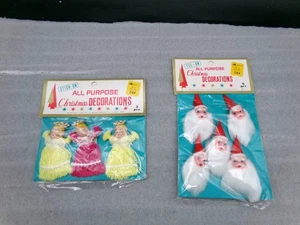 Vintage Kresge co. Tie On & Stick on Christmas Decorations NOS Made in Japan - Picture 1 of 8