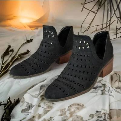 Fergalicious Black Faux Suede Cut-out Boots - Image 1 of 4