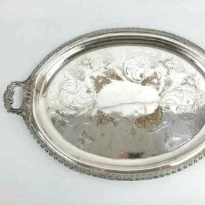 ANTIKES ELKINGTON CO ELEKTRO BUTLER TABLETT 26 ZOLL OVALER GRIFF GEÄTZT - Bild 1 von 7