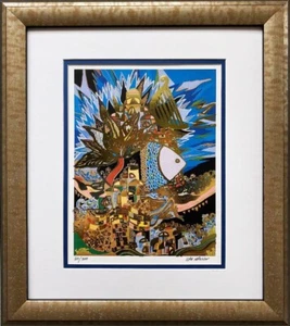 Ilan Hasson "El arpa de David" ENMARCADA Firmado & #Arte Judaico Bíblico Religioso - Imagen 1 de 5