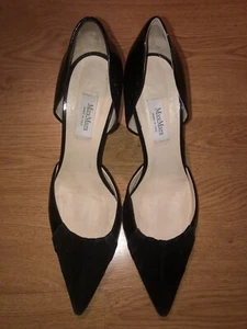 MaxMara 4.5 37 Stiletto High Heels Black Gloss Leather & Suede - Picture 1 of 8