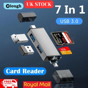 7in1 USB 3.0 USB-C Micro SD Reader SD Card OTG Adapter For Android Apple laptop - Picture 1 of 13