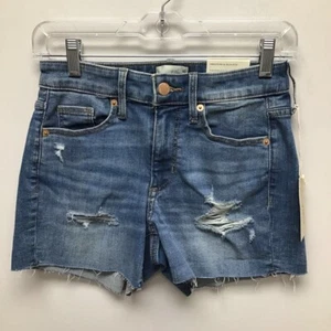 Universal Thread Womens Jean Shorts Blue Distressed Cutoffs High Rise 0 New - Picture 1 of 10