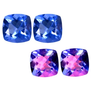 3.74 ct (2pcs) Dazzling MATCHING PAIR 7 mm Cushion cut Un-Heated Fluorite - Picture 1 of 3