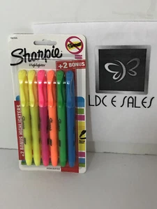Sharpie Highlighter 6 Pack Narrow Chisel Tip Smear Guard Quick Drying Odorless - Picture 1 of 4