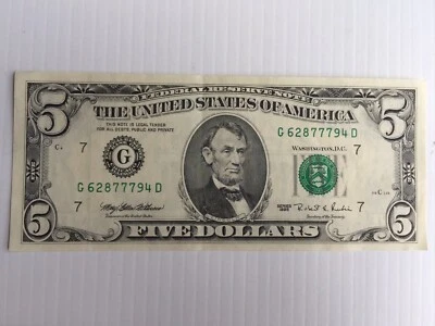 1995 Federal Reserve Note $5 Dollar Bill - Image 1 of 4