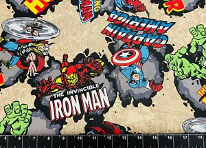 Tina Scrap 9"x21" MARVEL AVENGERS CAPTAIN AMERICA HULK Superhero Cotton Fabric - Picture 1 of 1