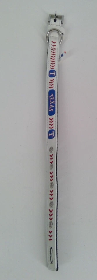 Gamewear Collar de Cuero para Perro MLB Texas Rangers Talla S 3/4" Ancho X 16" Largo NUEVO Foto 1 de 4