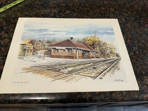 Impresión Stan Haring 12" x 16" "Iowa City Train Depot" De colección - Imagen 1 de 5