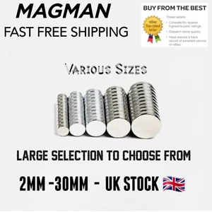 Strong Magnets for Crafts 2-10mm Neodymium Disc Magnets Neo DIY craft N52 - Picture 1 of 9