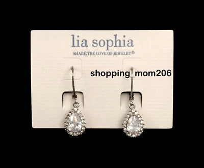 Lia Sophia "Angelic" Silver Tone Total CZ wt. 4.6ct. Earrings - Image 1 of 3